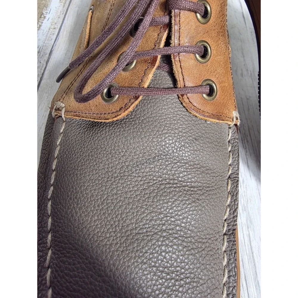 Tandy Homme Mens Leather Boat Shoes Two Tone Brown Grey 50828A 265E Size US 8.5